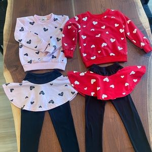 DDSOL Girls Clothing Set Outfit Heart Print Sweatshirt Top+Long Pantskirt